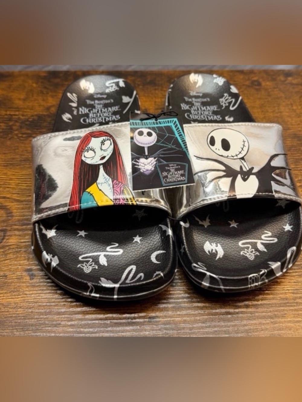 Disney Nightmare Before Christmas Women's Size 8 NWT Metallic Slide Sandals
